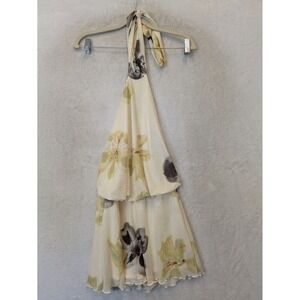 SHEIN Romper Women's XS‎ Cream Floral Halter Backless Boho Summer Sleeveless